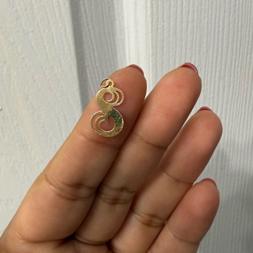 Vintage Letter S or Number 8 14k Gold Pendant